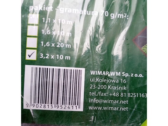 Agrotkanina ściółkująca pakiet 3,2m x 10m