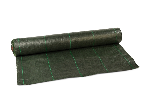 agrotkanina 1,6x100m czarna, zielone pasy, 70g