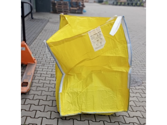 Duży Worek Big Bag na Odpady i Gruz 90x90x120cm, Żółty, 4 Zawiesia, Kieszeń na Dokumenty